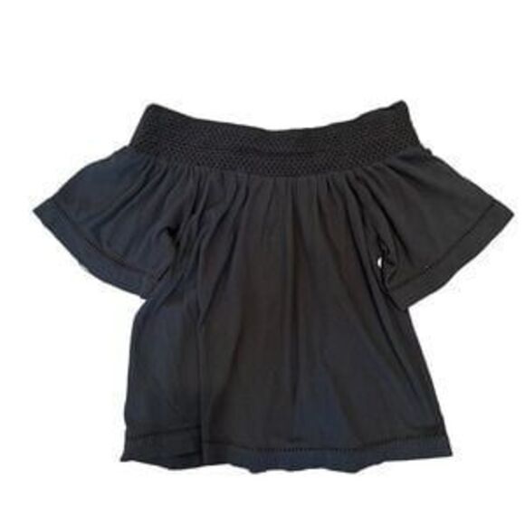 Roxy 100% Cotton Smocked Off Shoulder Short Bell Sleeves Flowy Blouse XS - Picture 1 of 6